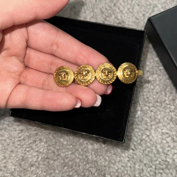NWB Versace Gold Medusa Hair Clip With box